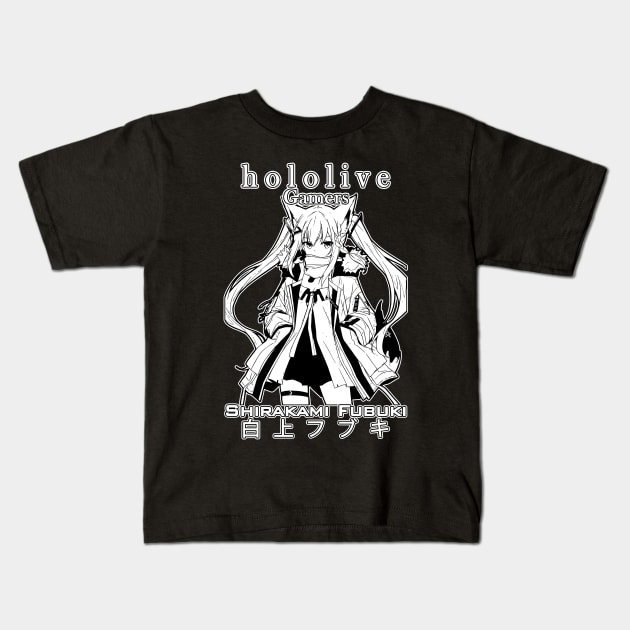 Shirakami Fubuki Gamers Hololive Kids T-Shirt by TonaPlancarte